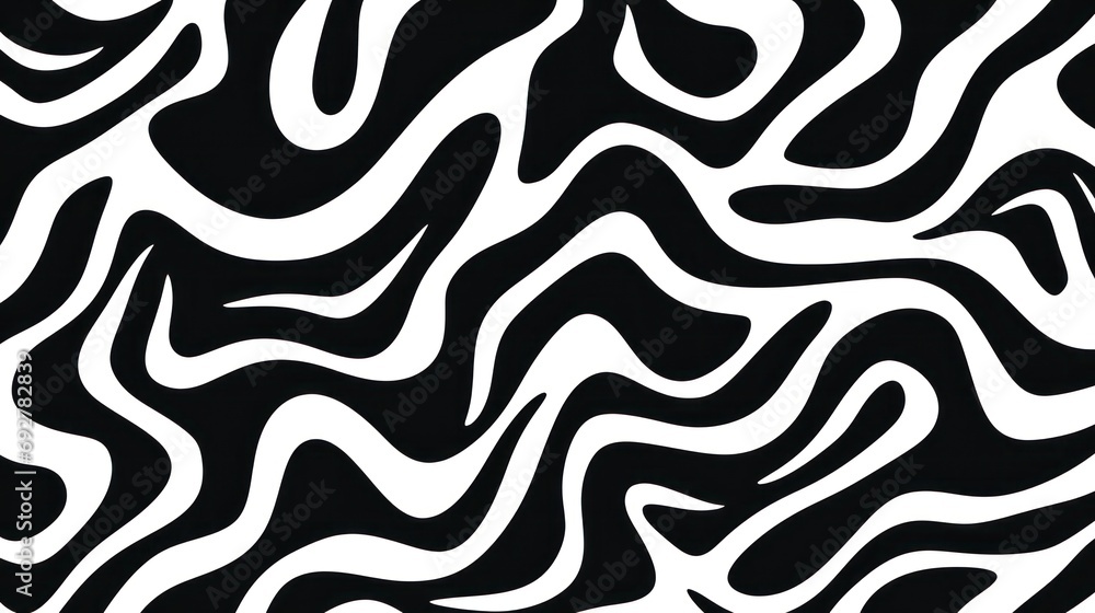 Wavy swirl brush trokes. Curved Lines. Black and White Wallpaper for design. Desktop Background. Design Template. Seamless design. 