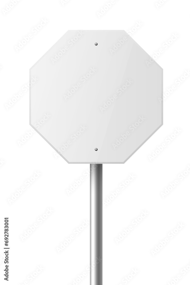 Vector White Empty Sign Icon. Blank Traffic Sign Frame Closeup Isolated on a White Background. Traffic Road Plate, Sign Design Template, Front View Vector White Empty Sign Icon. Blank Traffic Sign Frame Closeup Isolated on a White Background. Traffic Road Plate, Sign Design Template, Front View