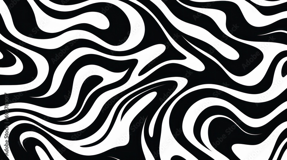Obraz premium Wavy swirl brush trokes. Curved Lines. Black and White Wallpaper for design. Desktop Background. Design Template. Seamless design. 