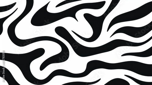 Wavy swirl brush trokes. Curved Lines. Black and White Wallpaper for design. Desktop Background. Design Template. Seamless design. 