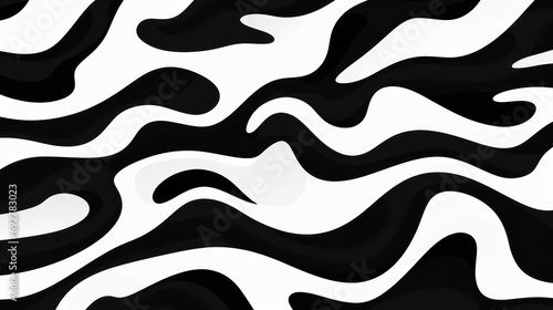 Wavy swirl brush trokes. Curved Lines. Black and White Wallpaper for design. Desktop Background. Design Template. Seamless design. 