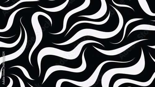 Wavy swirl brush trokes. Curved Lines. Black and White Wallpaper for design. Desktop Background. Design Template. Seamless design. 