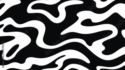 Wavy swirl brush trokes. Curved Lines. Black and White Wallpaper for design. Desktop Background. Design Template. Seamless design. 