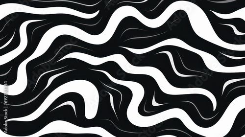 Wavy swirl brush trokes. Curved Lines. Black and White Wallpaper for design. Desktop Background. Design Template. Seamless design. 
