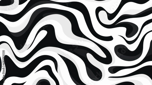 Wavy swirl brush trokes. Curved Lines. Black and White Wallpaper for design. Desktop Background. Design Template. Seamless design. 
