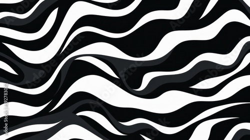 Wavy swirl brush trokes. Curved Lines. Black and White Wallpaper for design. Desktop Background. Design Template. Seamless design. 