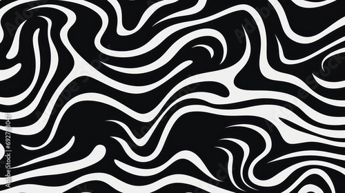 Wavy swirl brush trokes. Curved Lines. Black and White Wallpaper for design. Desktop Background. Design Template. Seamless design. 