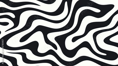 Wavy swirl brush trokes. Curved Lines. Black and White Wallpaper for design. Desktop Background. Design Template. Seamless design. 