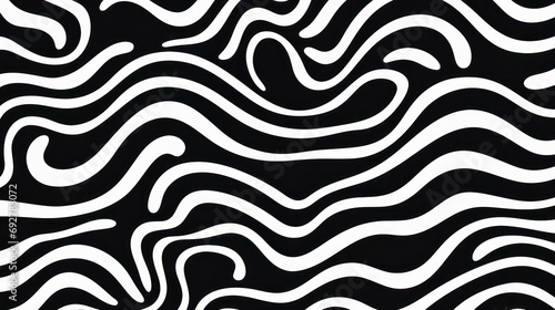 Wavy swirl brush trokes. Curved Lines. Black and White Wallpaper for design. Desktop Background. Design Template. Seamless design. 