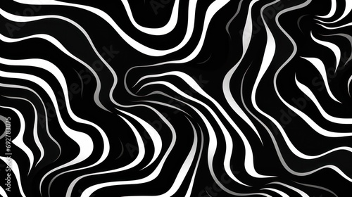 Wavy swirl brush trokes. Curved Lines. Black and White Wallpaper for design. Desktop Background. Design Template. Seamless design. 