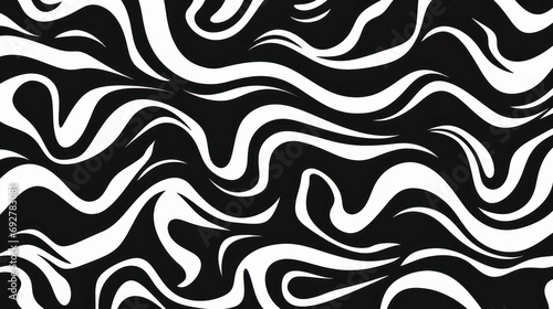 Wavy swirl brush trokes. Curved Lines. Black and White Wallpaper for design. Desktop Background. Design Template. Seamless design. 