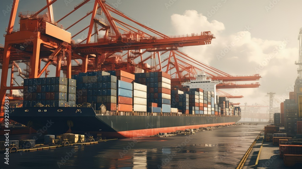 container vessel ship cargo illustration logistics export, import bulk, tanker ocean container vessel ship cargo
