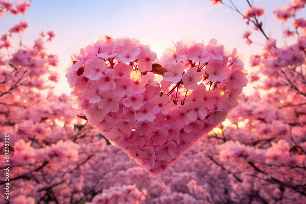 Fototapeta premium Delicate Cherry Blossom Heart