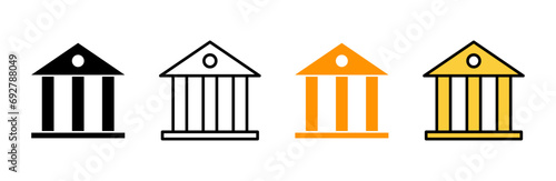 Bank icon set vector. Bank sign and symbol, museum, university