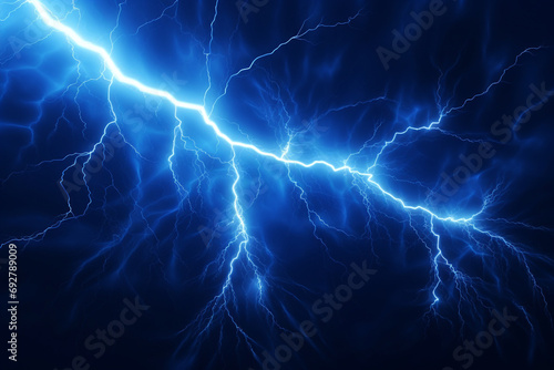 Electric flash of lightning on a blue background