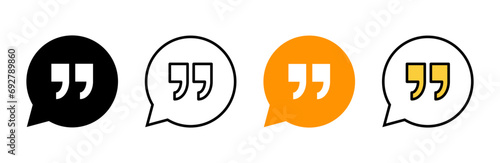 Quote icon set vector. Quotation mark sign and symbol