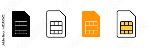 Sim card icon set vector. dual sim card sign and symbol