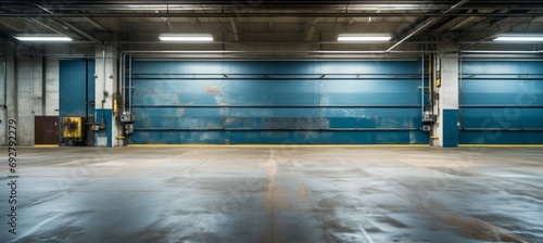 Workshop garage interior. Generative AI technology. photo
