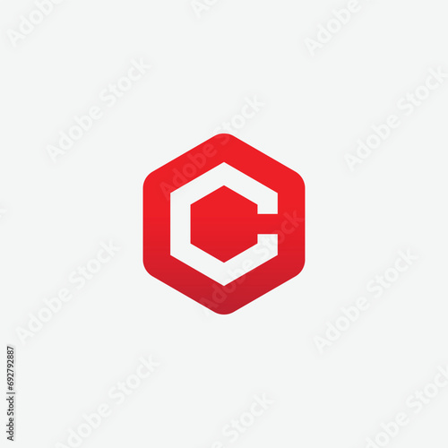 abstract letter C hexagon logo design