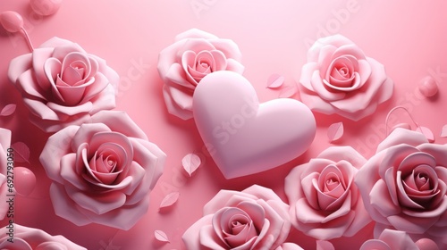 beautiful pink roses or flowers of love that promote the romance of couples. Love on Valentine day or a wedding. It expresses your love for your someone special to you.Valentine day, Generative Ai