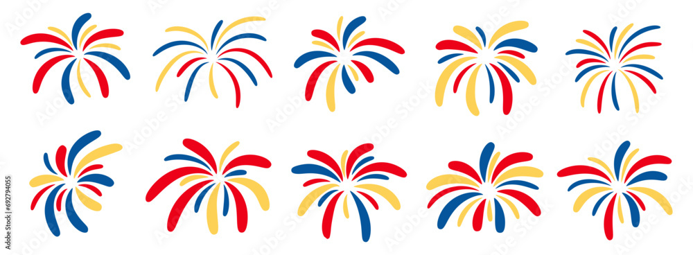 Fototapeta premium Colorful Fireworks Illustration Collection