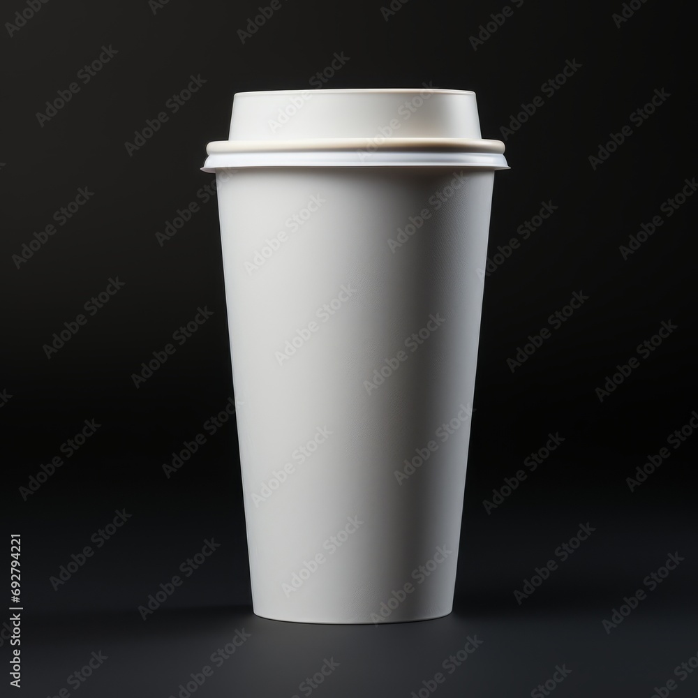 A white paper coffee cup mock up. Generative AI. A white paper coffee cup mock up. Generative AI.