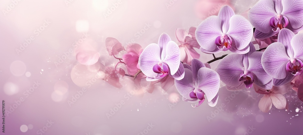 Pink orchid flowers background. Generative AI technology. Pink orchid flowers background. Generative AI technology.