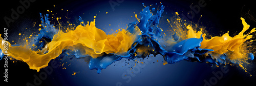 Blue and Gold Paint Splashes.