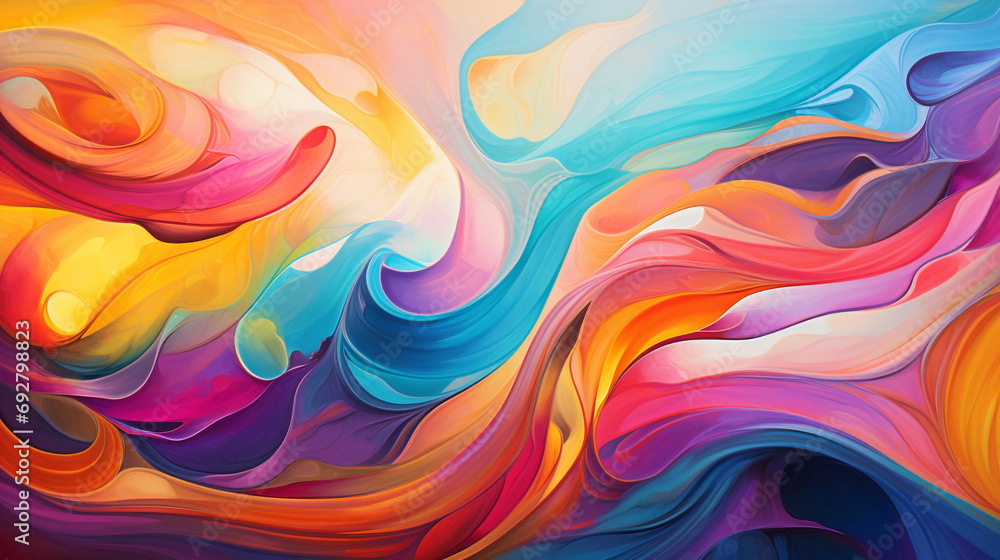 An abstract representation of interconnectedness and unity portrayed through a symphony of intertwining lines and vibrant hues against a cosmic canvas.