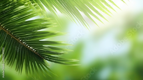 Palm sunday and easter day for welcome Jesus before Easter day. Wooden Cross and palm on white background easter sign symbol concept, World Environment Day Green coconut leaves © Art Stocker