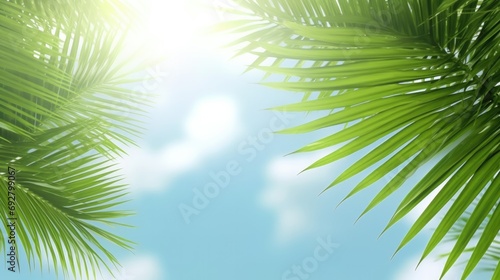Palm sunday and easter day for welcome Jesus before Easter day. Wooden Cross and palm on white background easter sign symbol concept  World Environment Day Green coconut leaves
