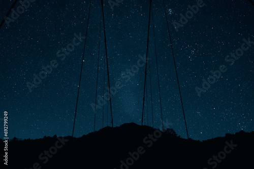吊り橋の上から見た冬の満点の星空 photo