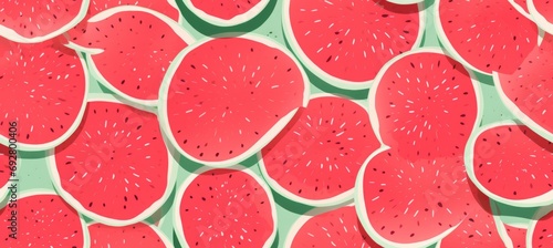 Red watermelon pattern background. Risograph print texture effect. Generative AI technology. 