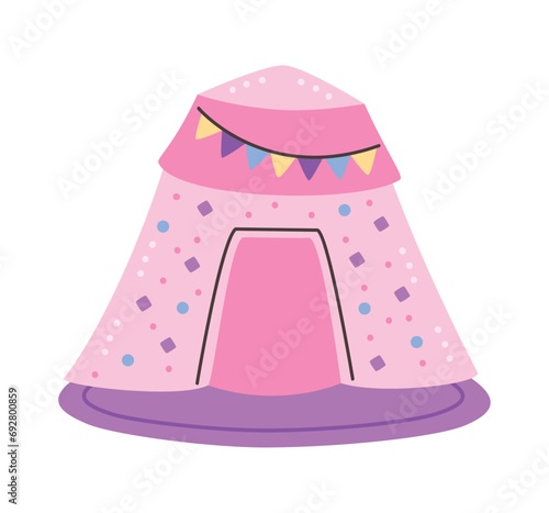 girl tent colored illustration