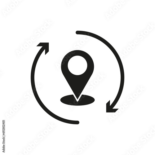 Pin maps in circular arrow. Update location icon. Vector illustration. EPS 10.