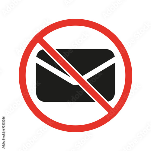 No mail icon. No mailing. Spam ban. No spam. Vector illustration. EPS 10.