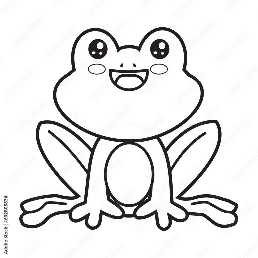 Cute frog vector in black and white