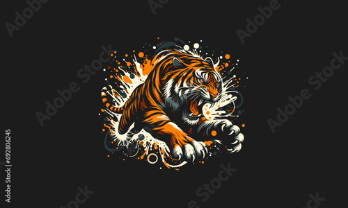 tiger angry vector illustration flat design