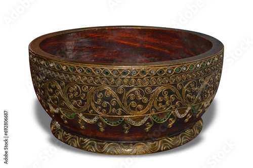 Obraz na płótnie wooden bowl isolated on white w salonie