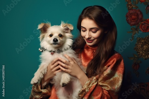 delight pure dog loving embraces attire vibrant woman young studio affection youth oneness female bond cheerful fun playful expressive versity energy canino positivity hug casual clothes fashion photo