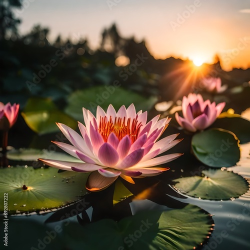 pink water lilies