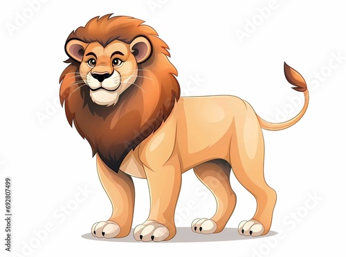 Lion isolated on white background Cartoon style  Generative AI illustrations.