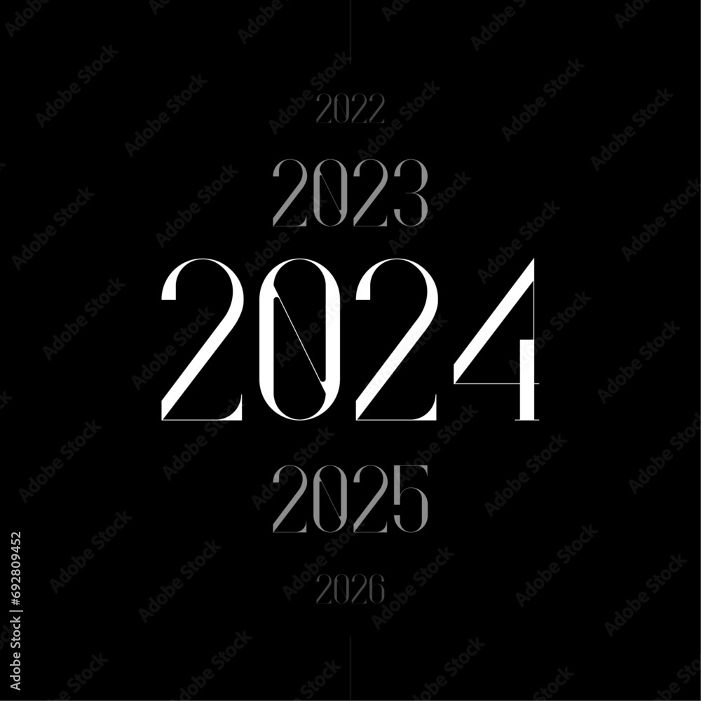 Year 2024 Black Vector Design Year 2024 Black Vector Design
