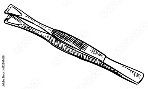manicure tweezers handdrawn illustration