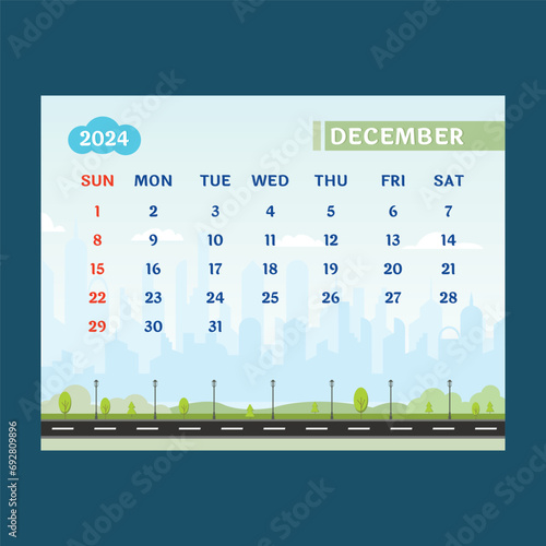 December 2024 Illustration Calendar Vector Artwork I Nature and Development