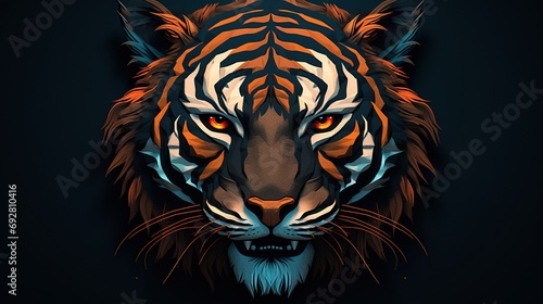 Tiger head with colorful grunge background. Vector illustration for your design, generate AI 