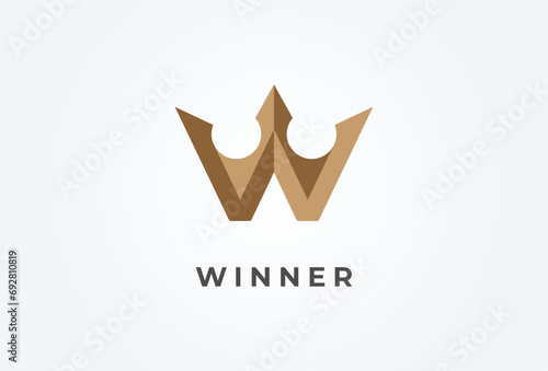 Initial W Crown logo, letter W with Crown combination, Flat Vector Logo Design Template element, vector illustration