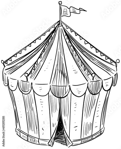 amusement park tent handdrawn illustration