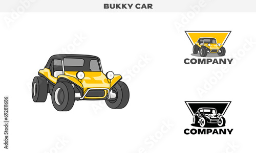 Illustration vector graphic of Buggy Car , colorful and black and white color variation, Logo Badge Template vector