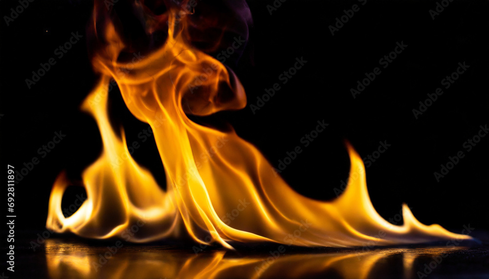 Fototapeta premium Flames, black background, close-up 01